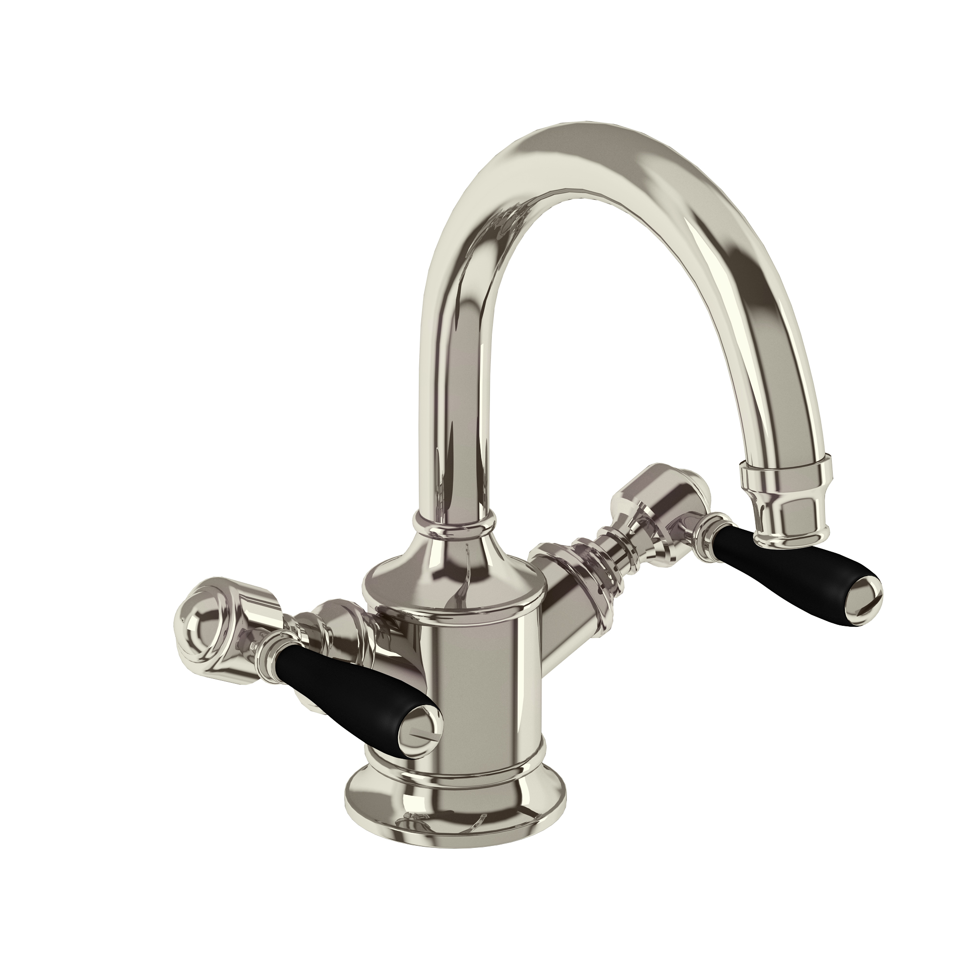 Arcade Dual-lever basin mixer without pop up waste - nickel - with black lever