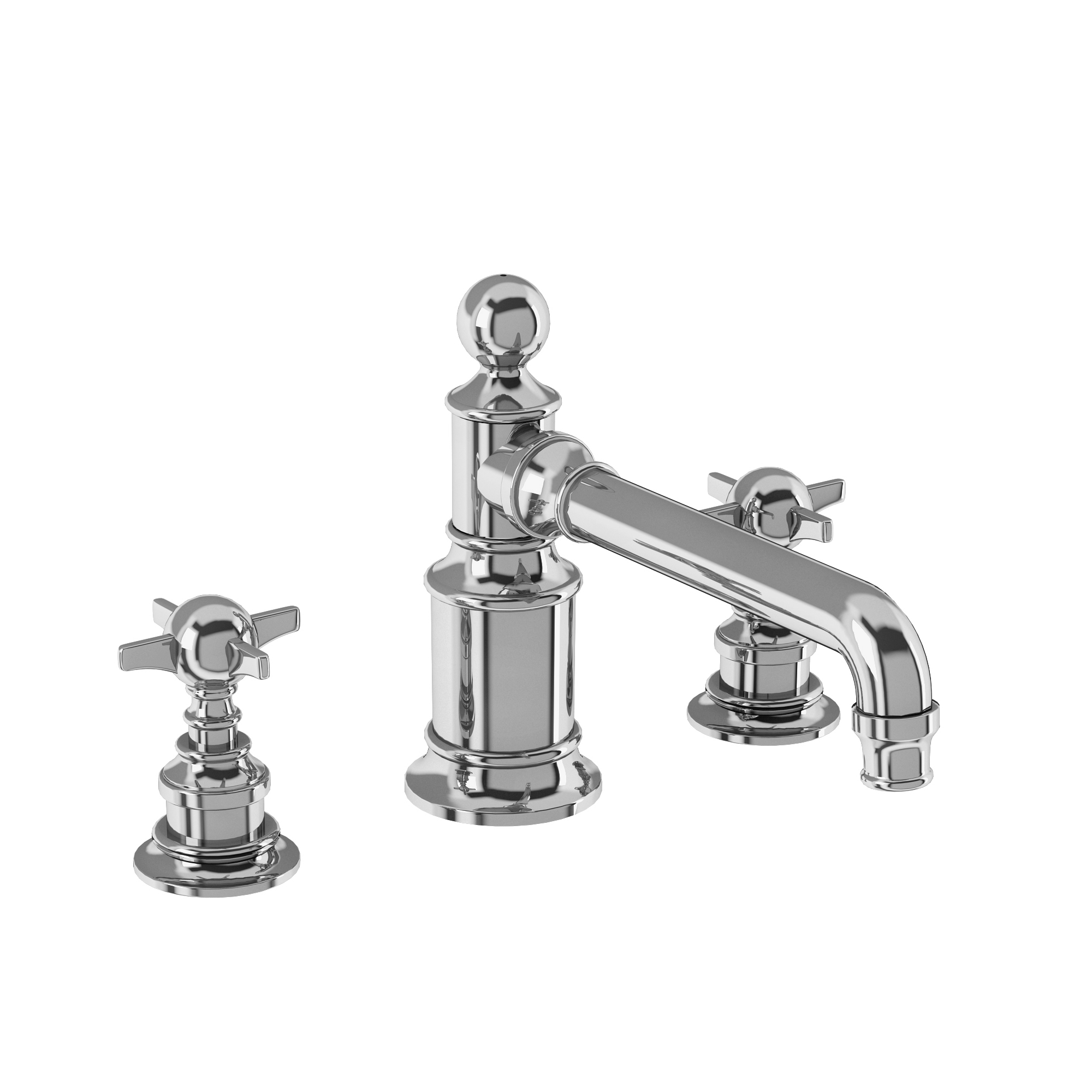 Arcade Three hole basin mixer deck-mounted without pop up waste - chrome - with tap handle