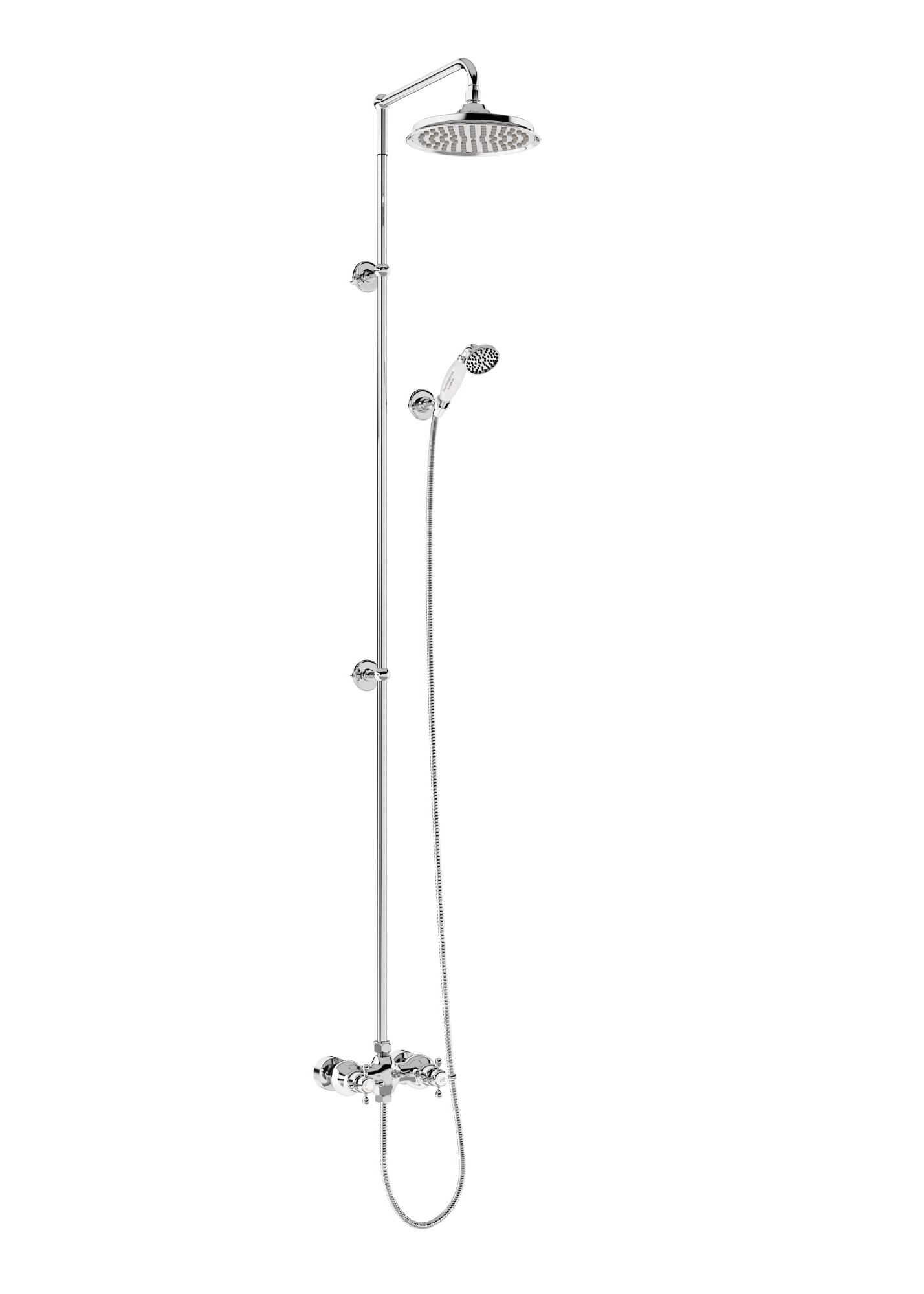 Eden Thermostatic Exposed Shower Bar Valve Single Outlet with Extended Rigid Riser and Swivel Shower Arm with 6 inch rose