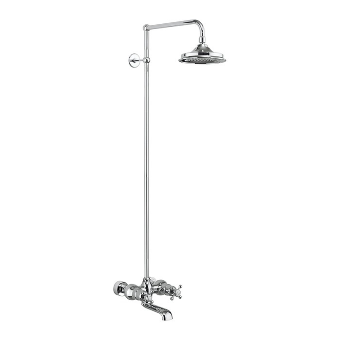 Tay Thermostatic Bath Shower Mixer Wall Mounted with Rigid Riser & Swivel Shower Arm