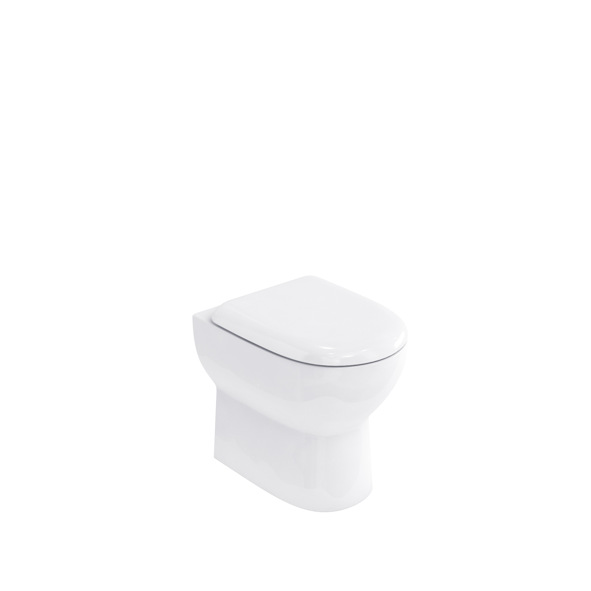 Compact back to wall pan with soft close seat