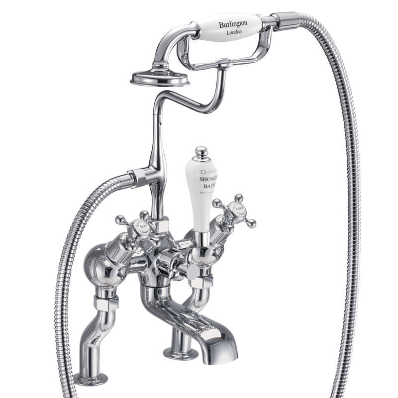 Claremont angled bath shower mixer - deck mounted