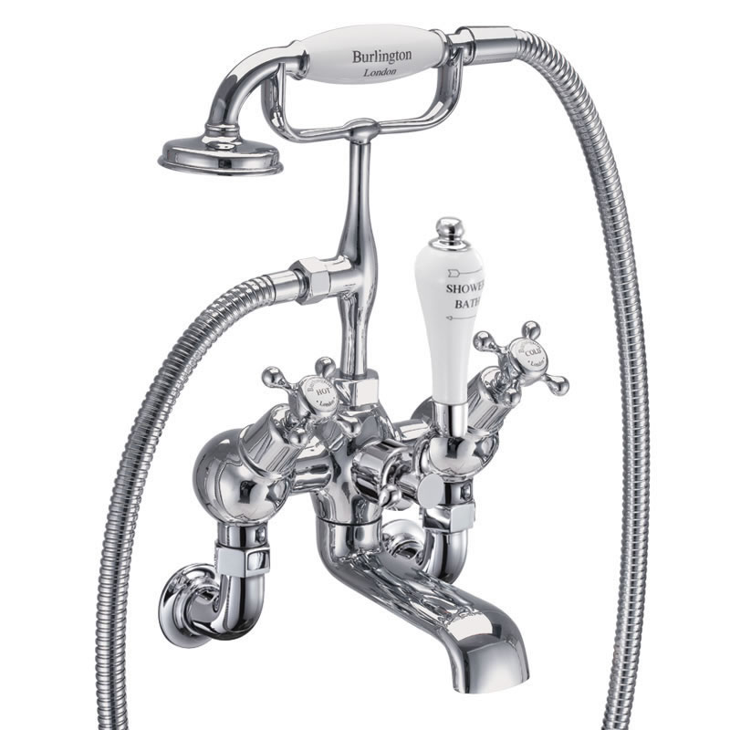 Claremont angled bath shower mixer - wall mounted