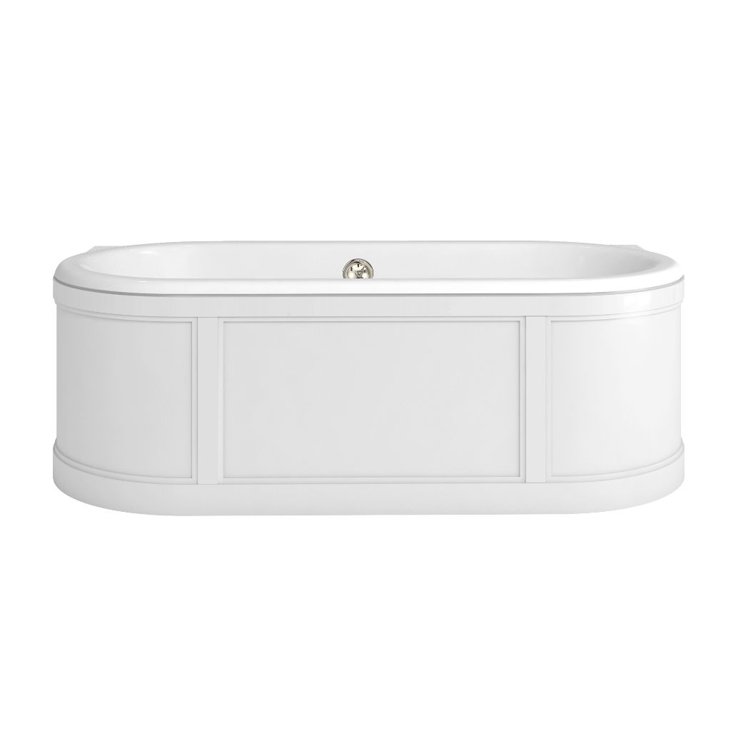 London Bath with Curved Surround incl overflow & waste - Matt White
