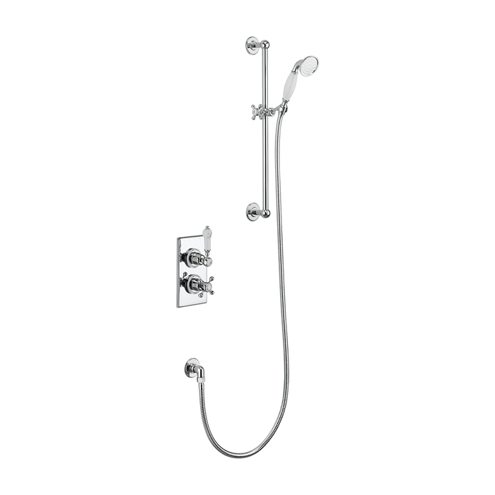 Trent Thermostatic Single Outlet Concealed Shower Valve with Rail, Hose and Handset