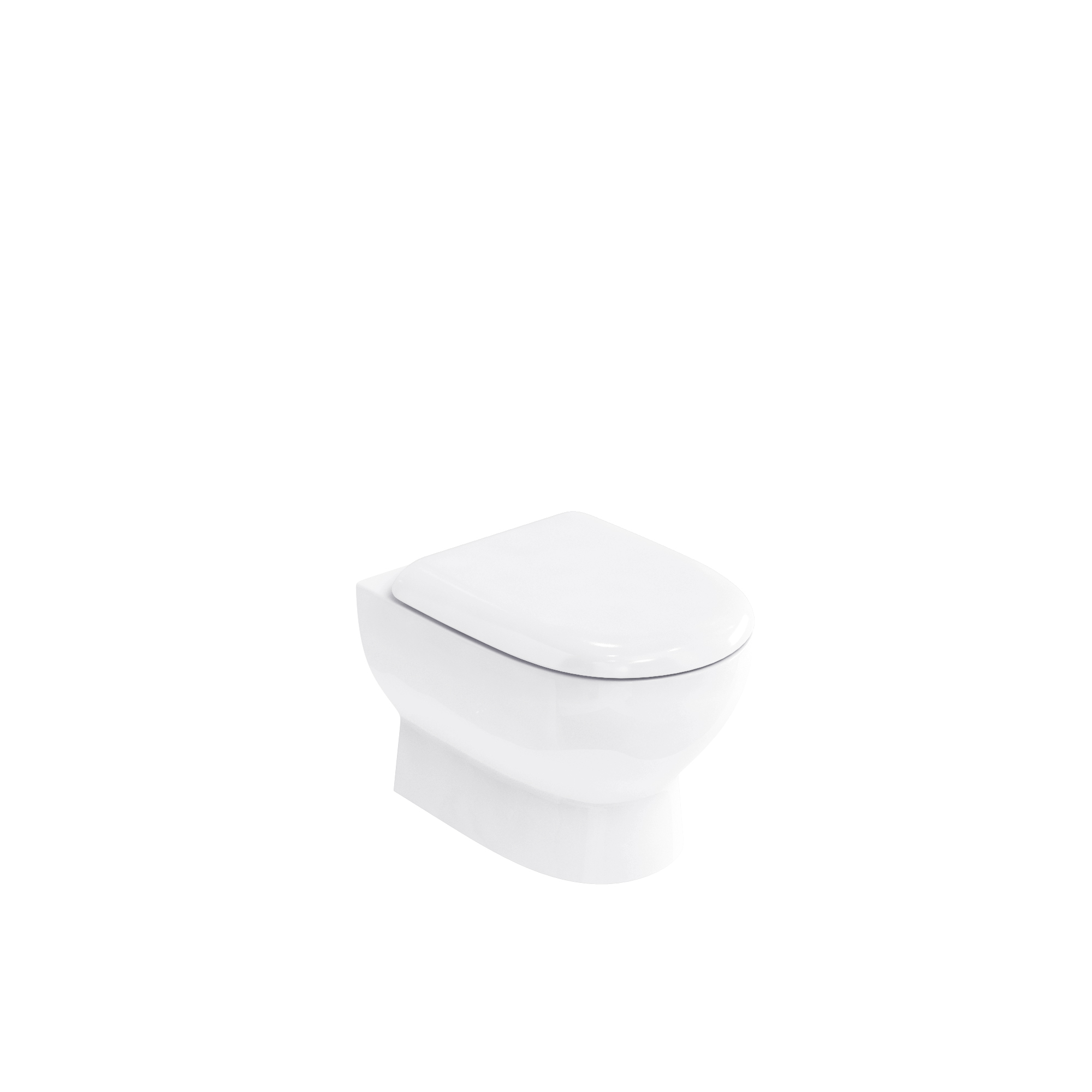 Compact wall hung pan with soft close seat