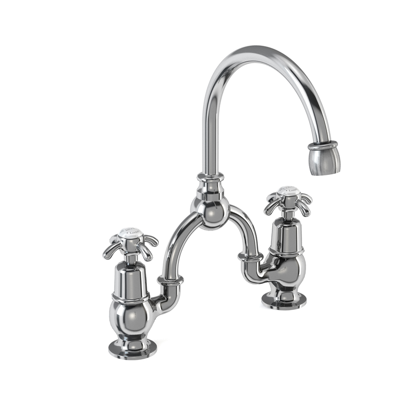 2 tap hole arch mixer with curved spout (200mm centres)