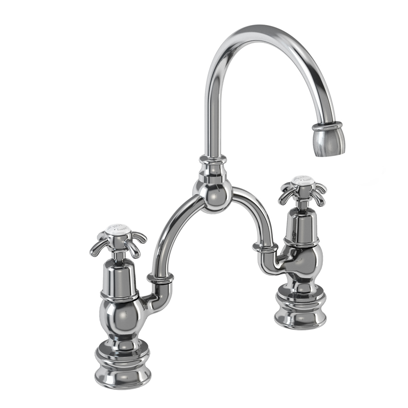 2 tap hole arch mixer with curved spout (230mm centres)