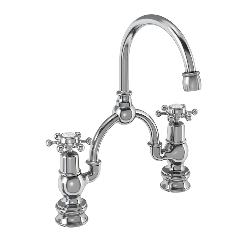 2 tap hole arch mixer with curved spout (230mm centres)