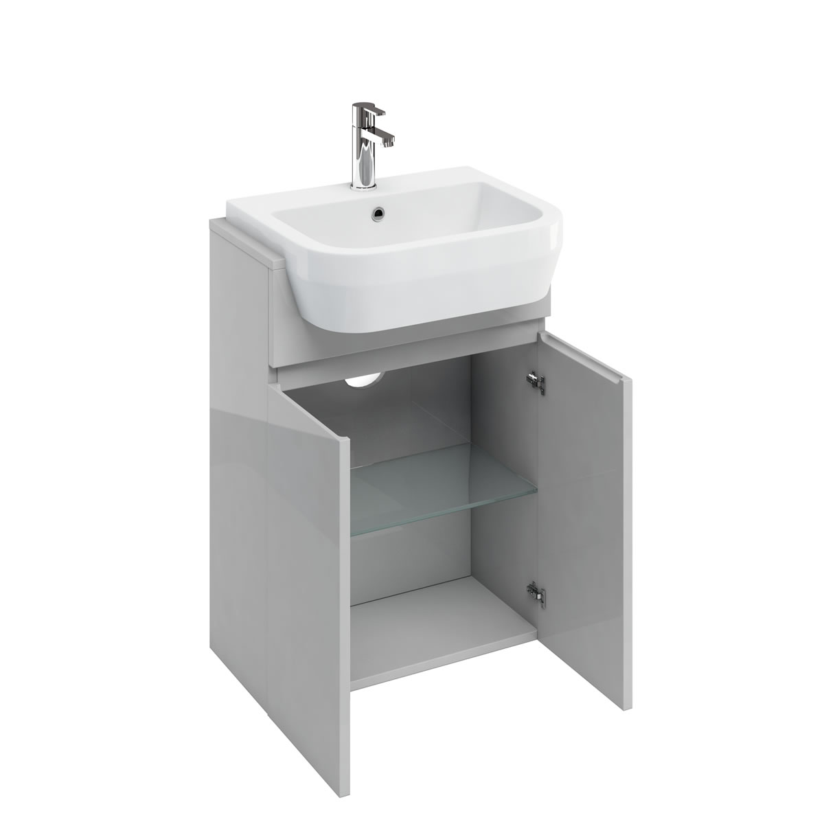 D30 semi recessed basin unit - Light Grey