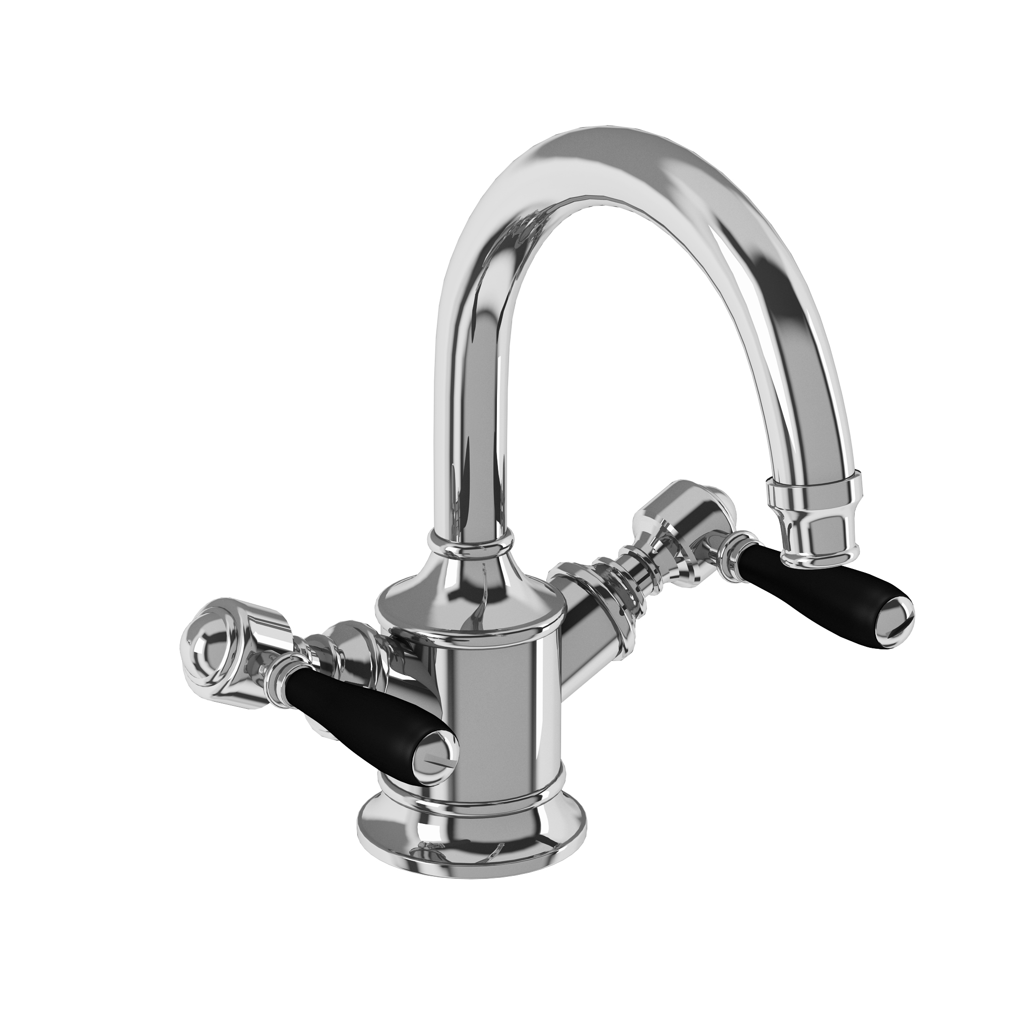 Arcade Dual-lever basin mixer without pop up waste - chrome - with black lever
