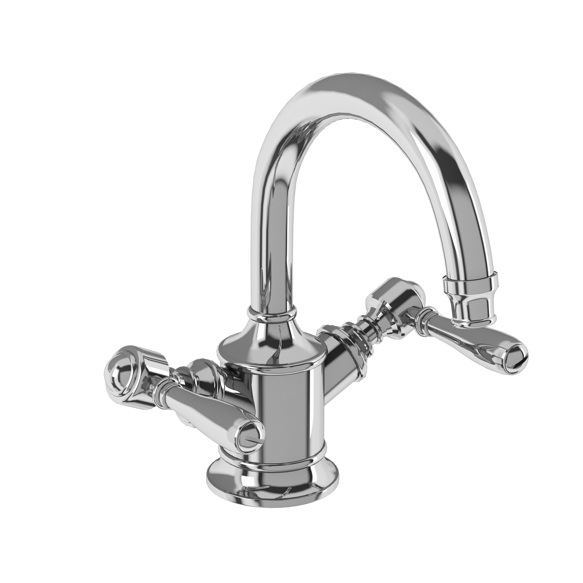 Arcade Dual-lever basin mixer without pop up waste - chrome - with brass lever