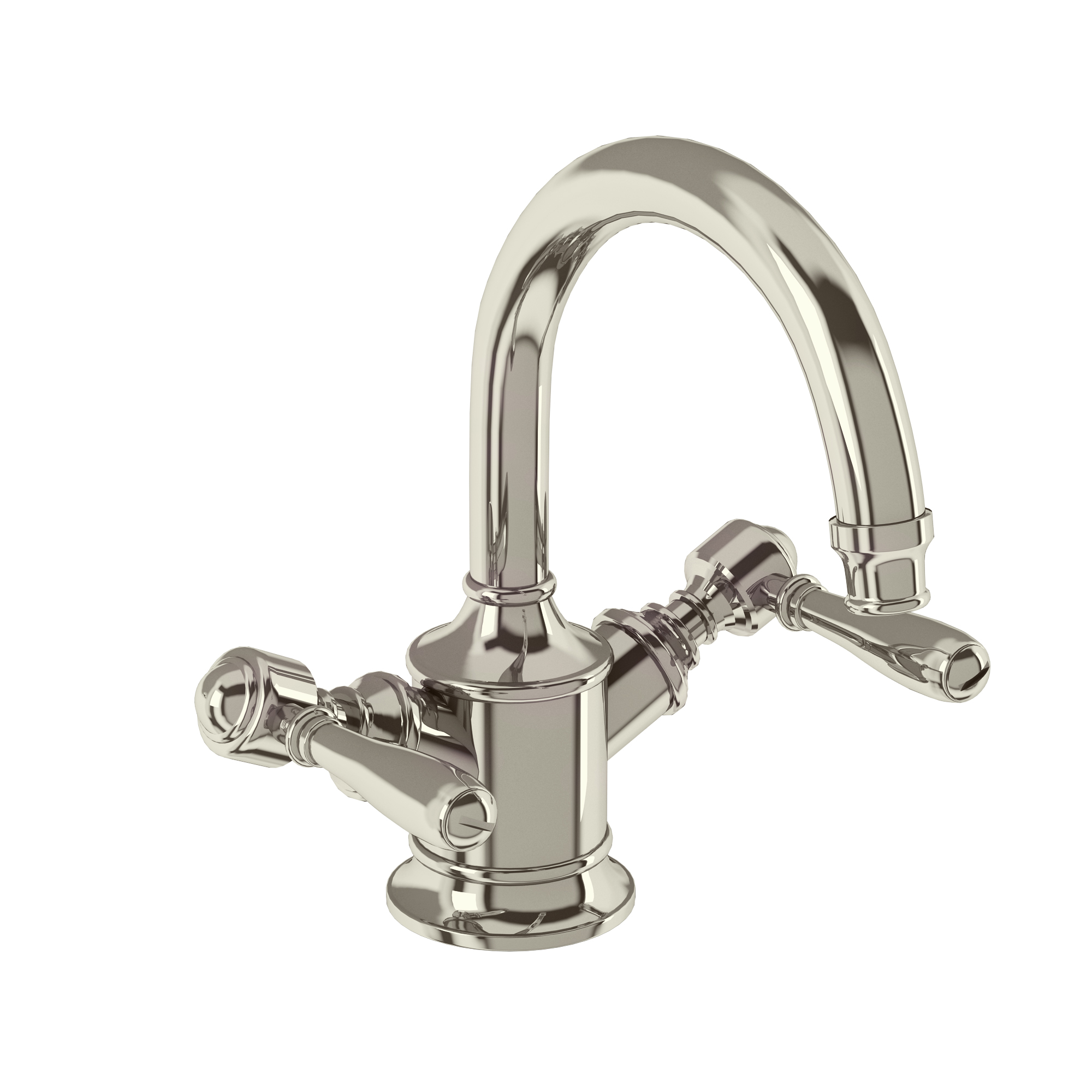 Arcade Dual-lever basin mixer without pop up waste - nickel - with brass lever
