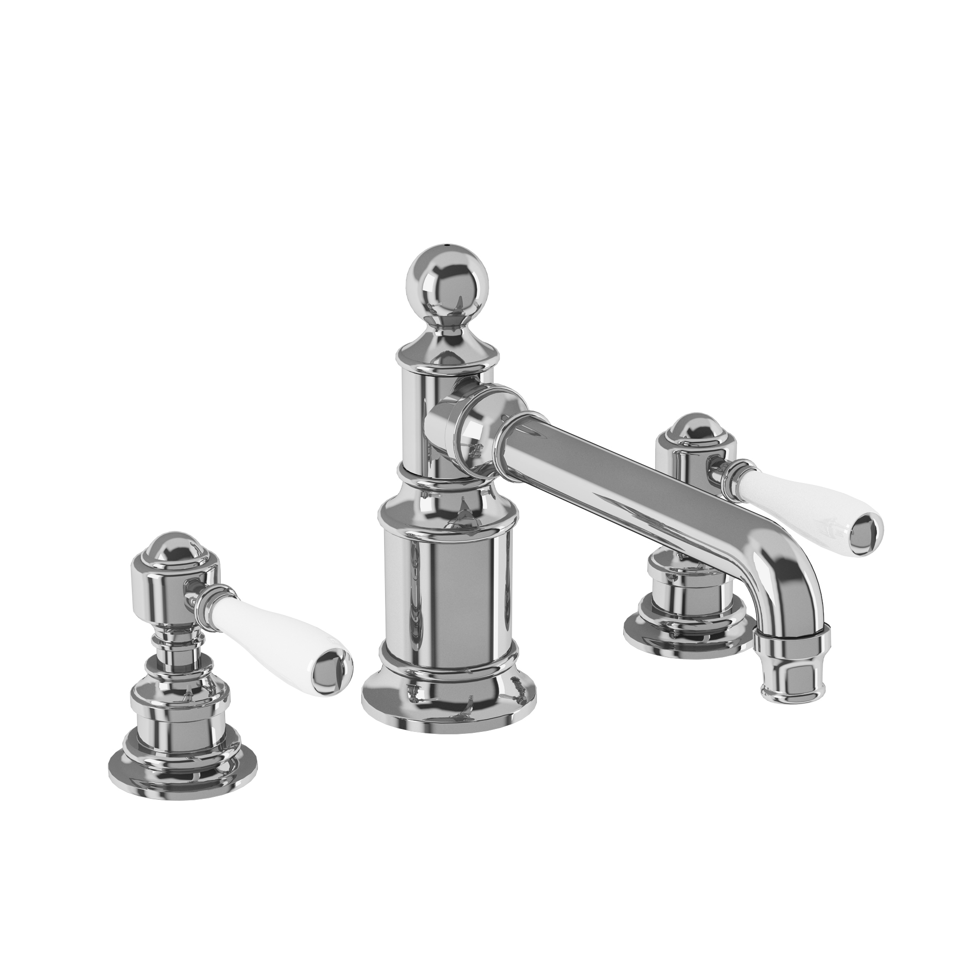 Arcade Three hole basin mixer deck-mounted without pop up waste - chrome - with ceramic lever