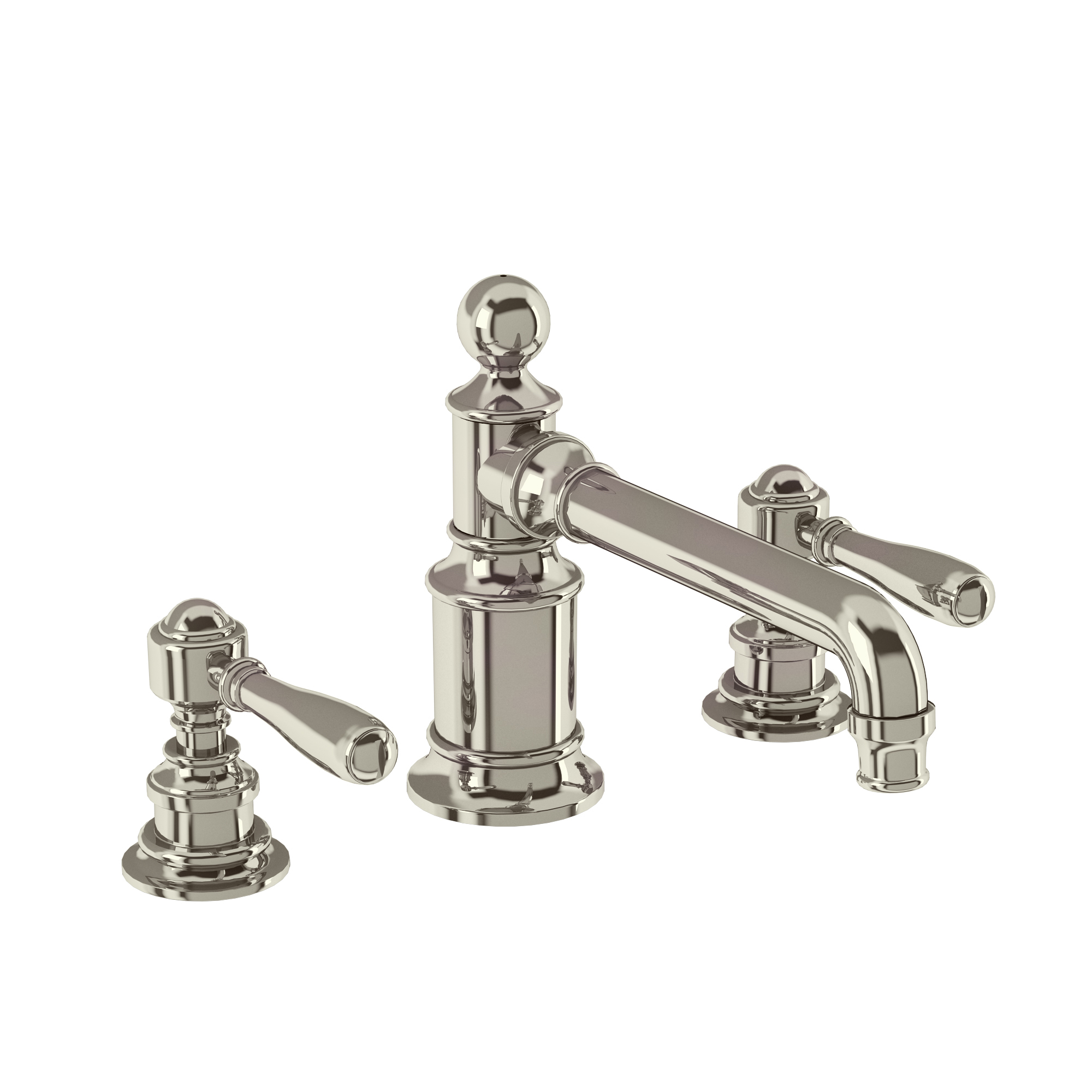 Arcade Three hole basin mixer deck-mounted without pop up waste - nickel - with brass lever