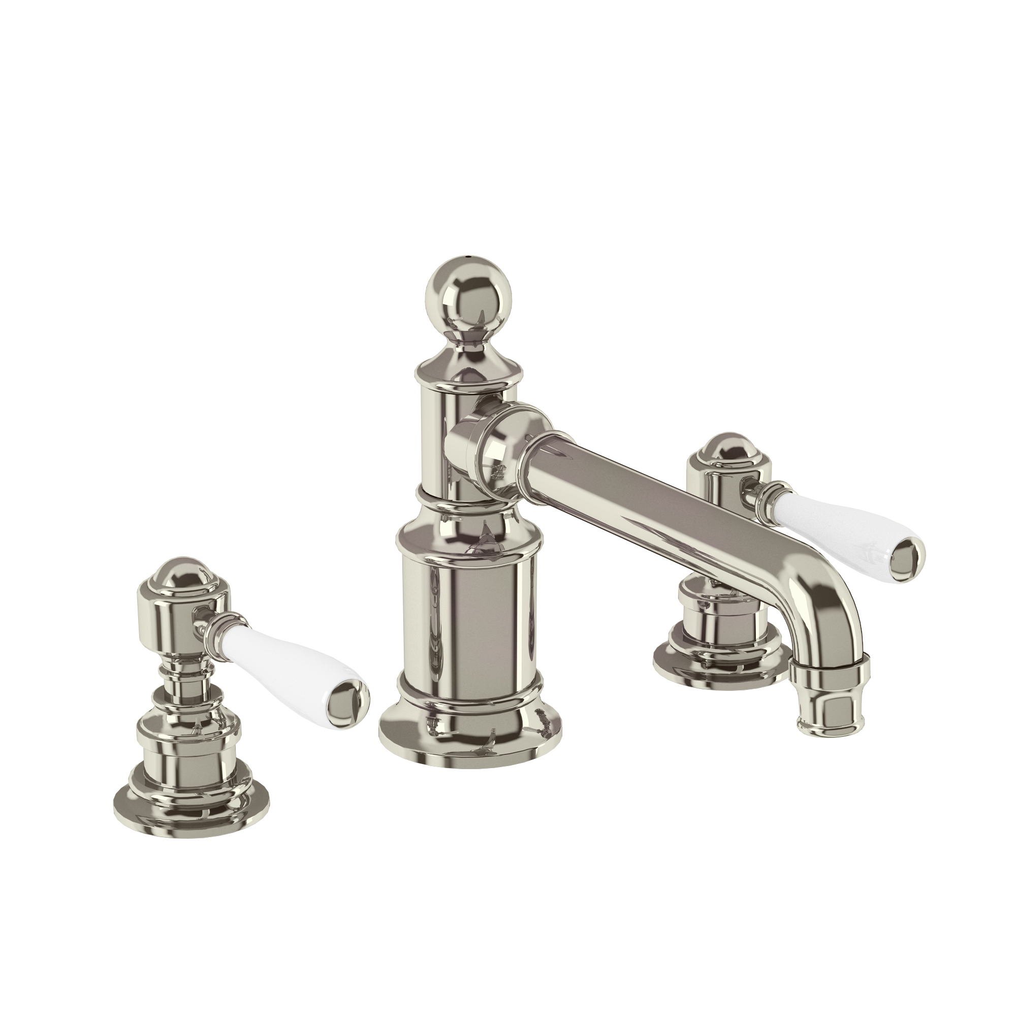 Arcade Three hole basin mixer deck-mounted without pop up waste- nickel - with ceramic lever
