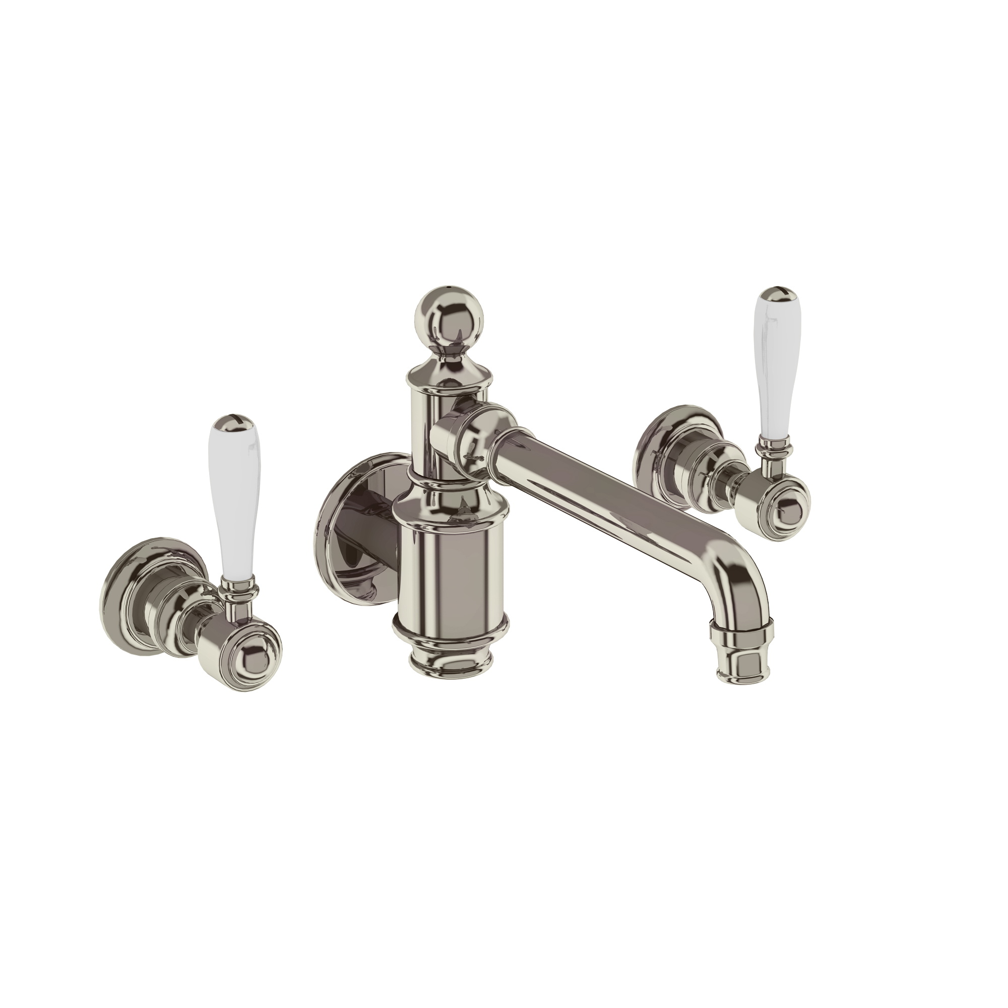Arcade Three hole basin mixer wall-mounted without pop up waste - nickel - with ceramic lever
