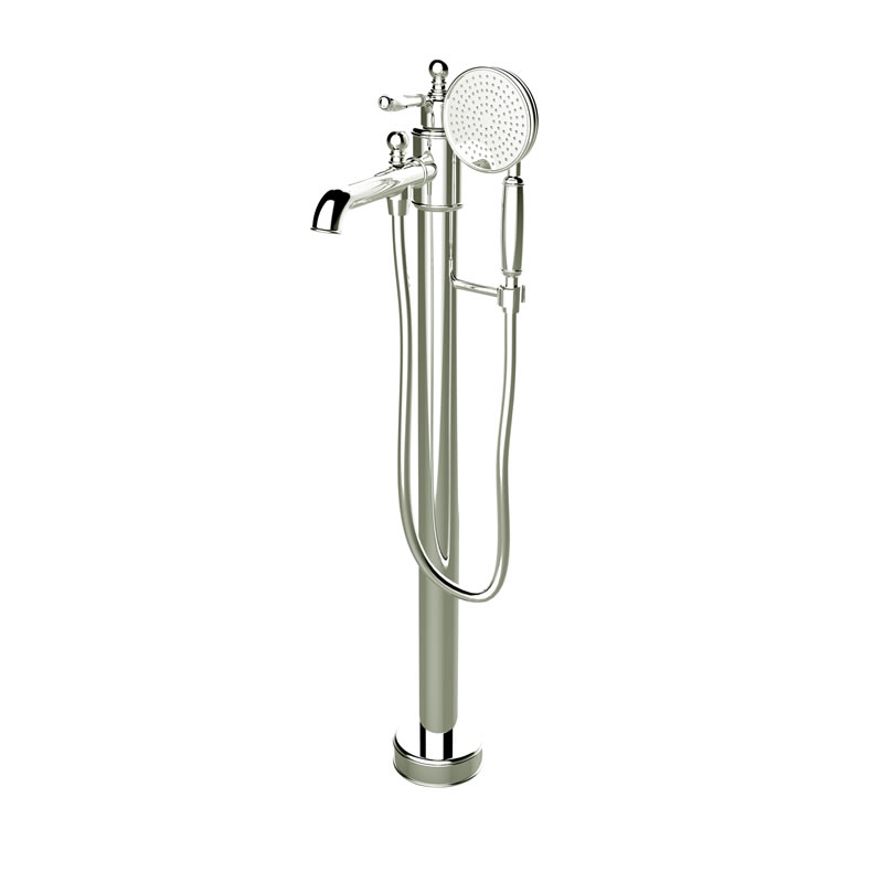 Arcade Single-lever bath shower filler-floor mounted inc. floor mounting kit - nickel
