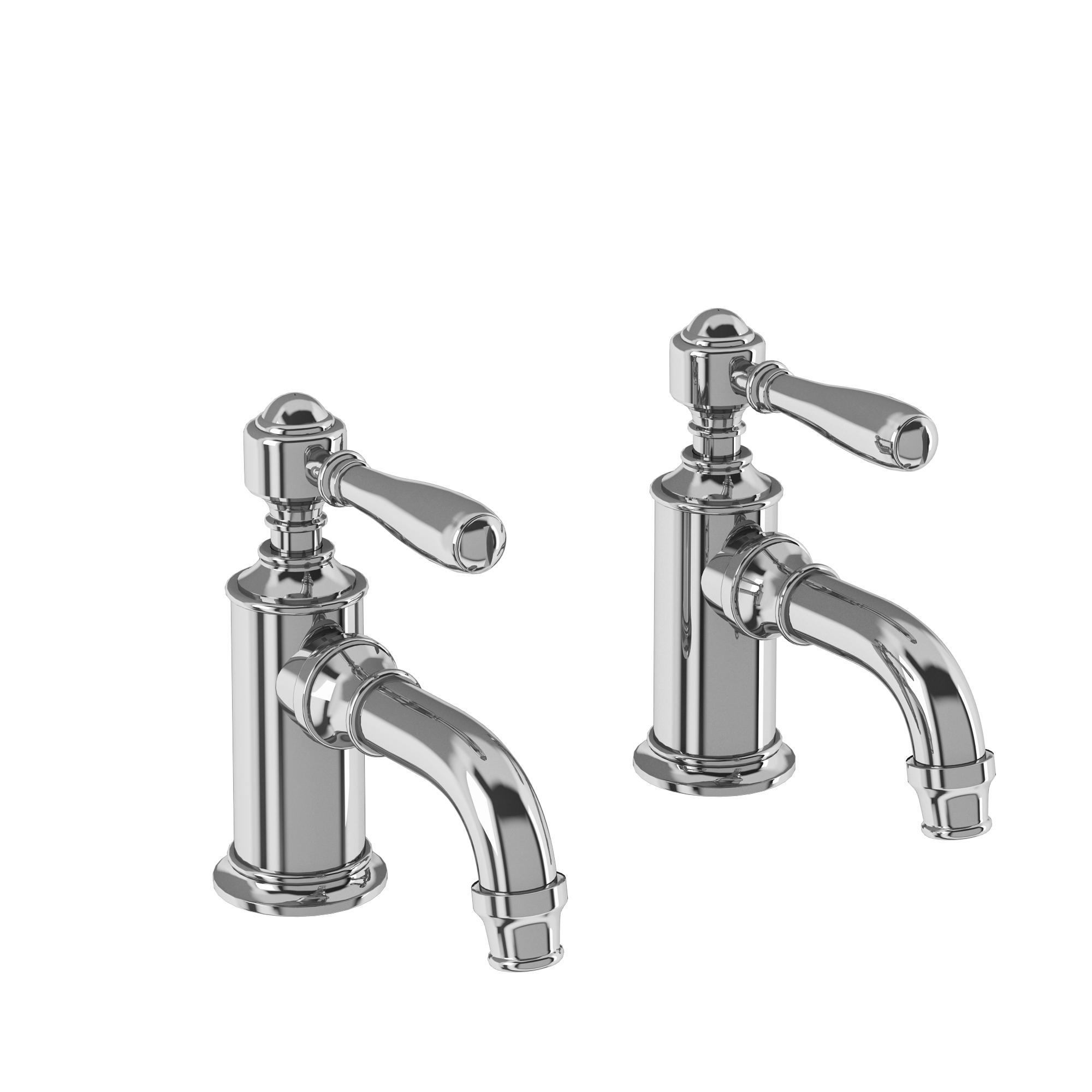 Arcade Cloakroom basin pillar taps - chrome - with brass lever