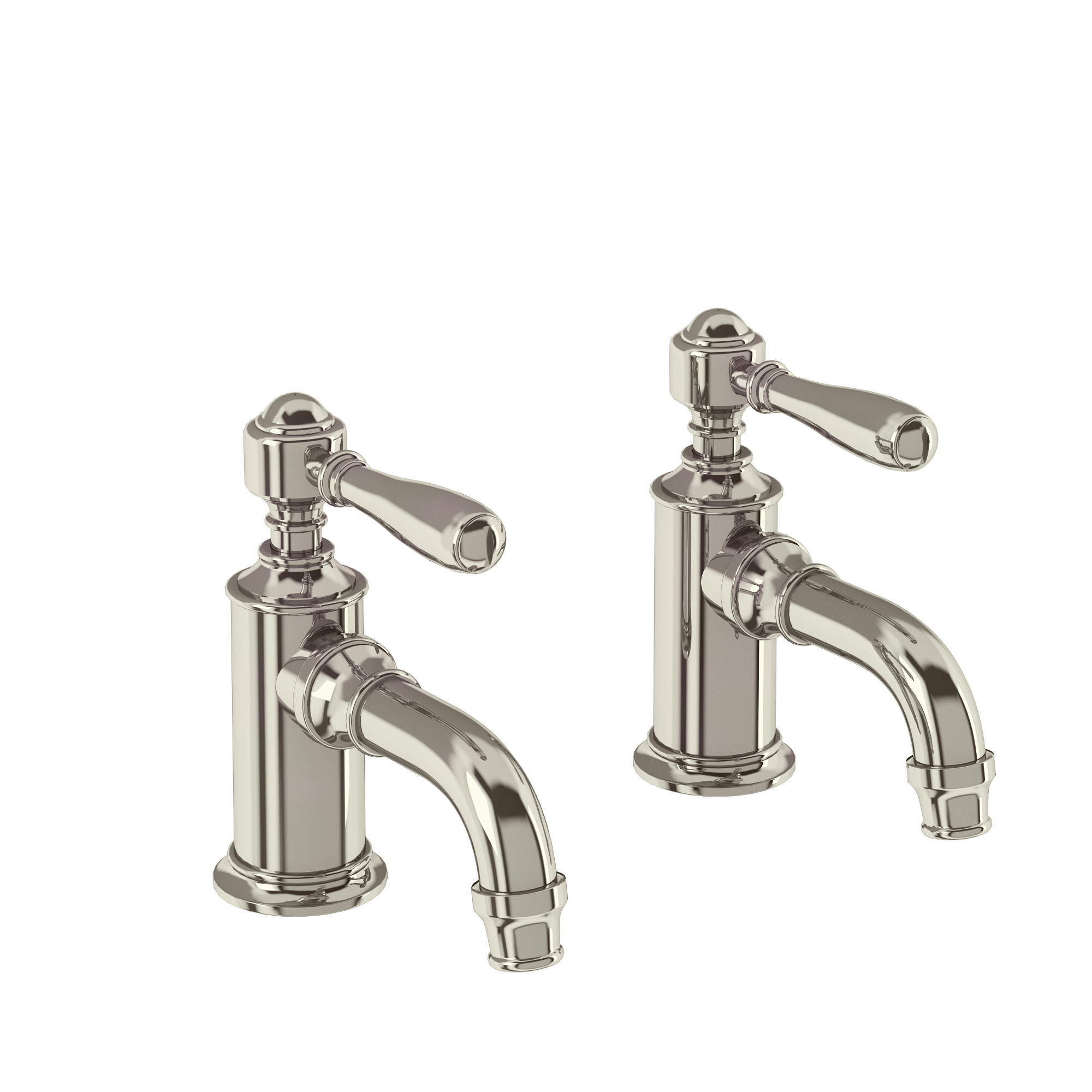 Arcade Cloakroom basin pillar taps - nickel - with brass lever