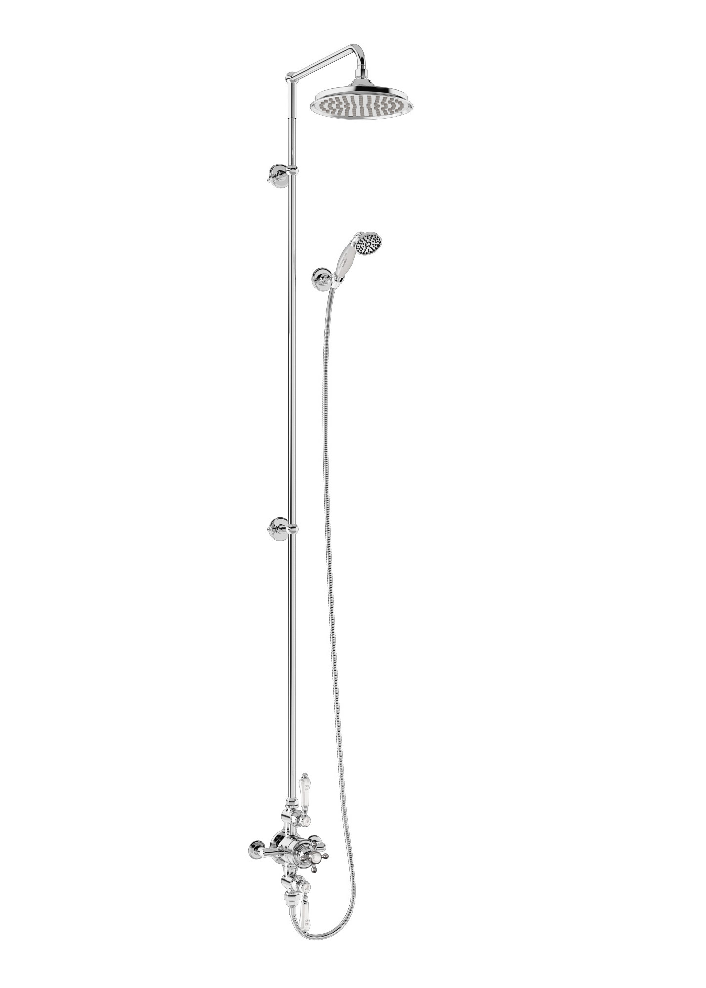 Avon Medici Thermostatic Exposed Shower Valve Two Outlet,Extended Rigid Riser, Swivel Shower Arm, Handset & Holder with Hose with 12 inch rose 