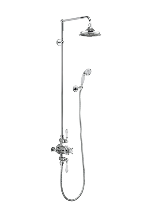 Avon Medici Thermostatic Exposed Shower Valve Two Outlet,Rigid Riser, Swivel Shower Arm, Handset & Holder with Hose with 12 inch rose   