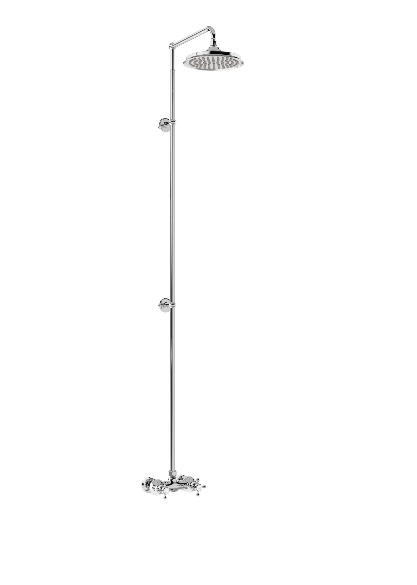 Eden Medici Thermostatic Exposed Shower Bar Valve Single Outlet with Extended Rigid Riser and Swivel Shower Arm with 6 inch rose 