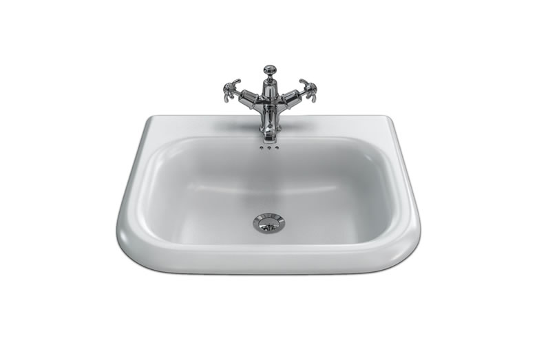 Small roll top basin with overflow