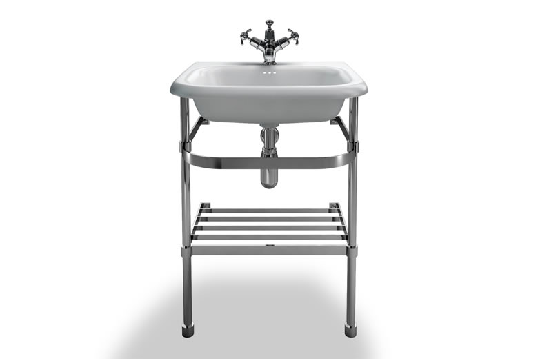 Small roll top basin with stainless steel Stand