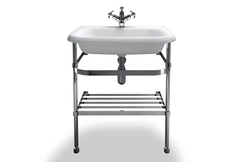 Medium roll top basin with stainless steel Stand