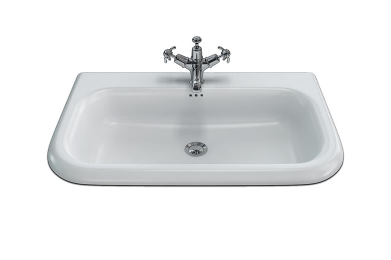 Large roll top basin with overflow