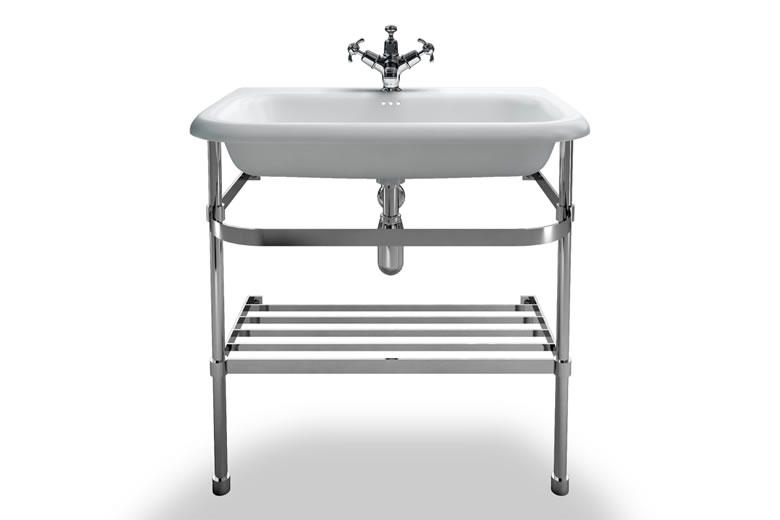 Large roll top basin with stainless steel Stand