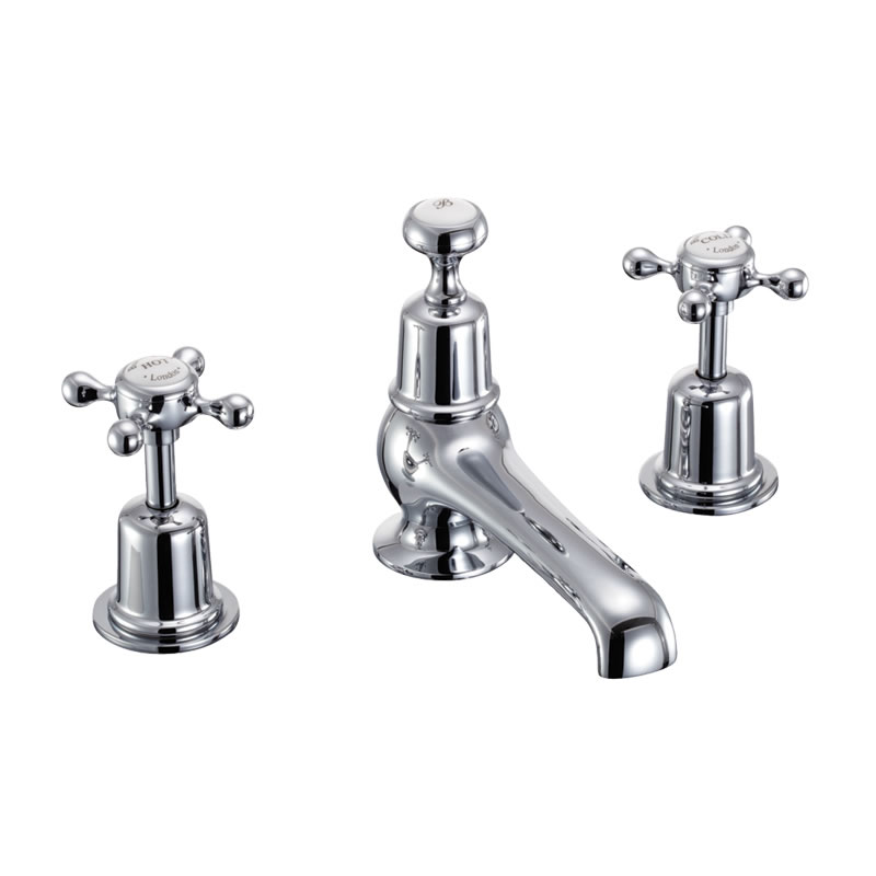 Burlington 3 tap hole thermostatic basin mixer with pop-up waste