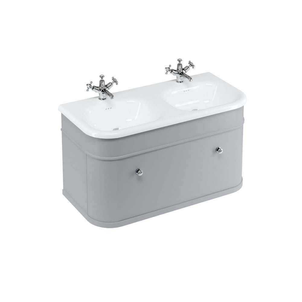 Chalfont 100cm Single drawer unit Matt Grey with roll top basin & chrome handles