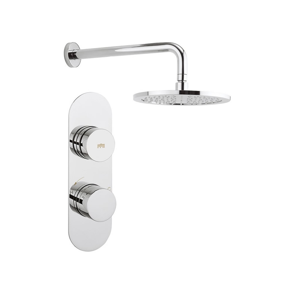 Dial Central Trim Single Outlet Thermostatic Shower Valve & Fixed Head