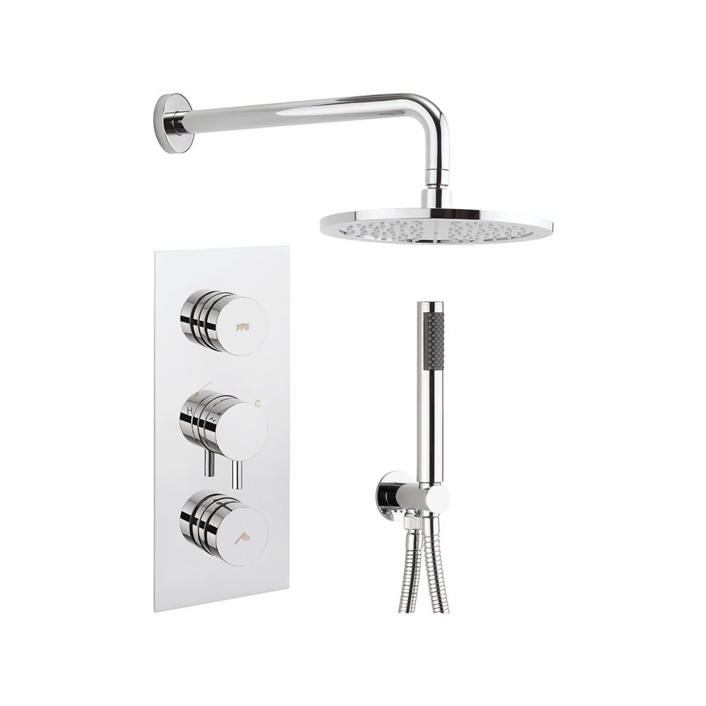 Dial Kai Lever Trim Thermostatic Shower Valve with 2 Way Diverter, Wall Outlet, Hose, Handset, Fixed Head & Arm