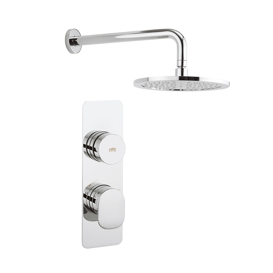 Dial Pier Trim Single Outlet Thermostatic Shower Valve with Fixed Head & Arm