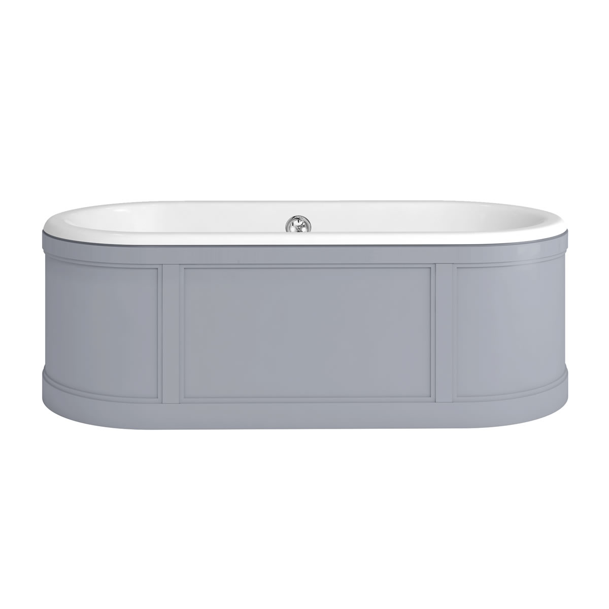 London Bath with Curved Surround incl overflow & waste - Classic Grey