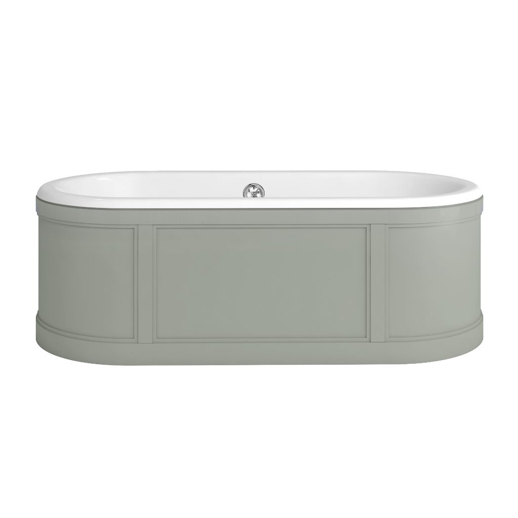 London Bath with Curved Surround incl overflow & waste - Dark Olive