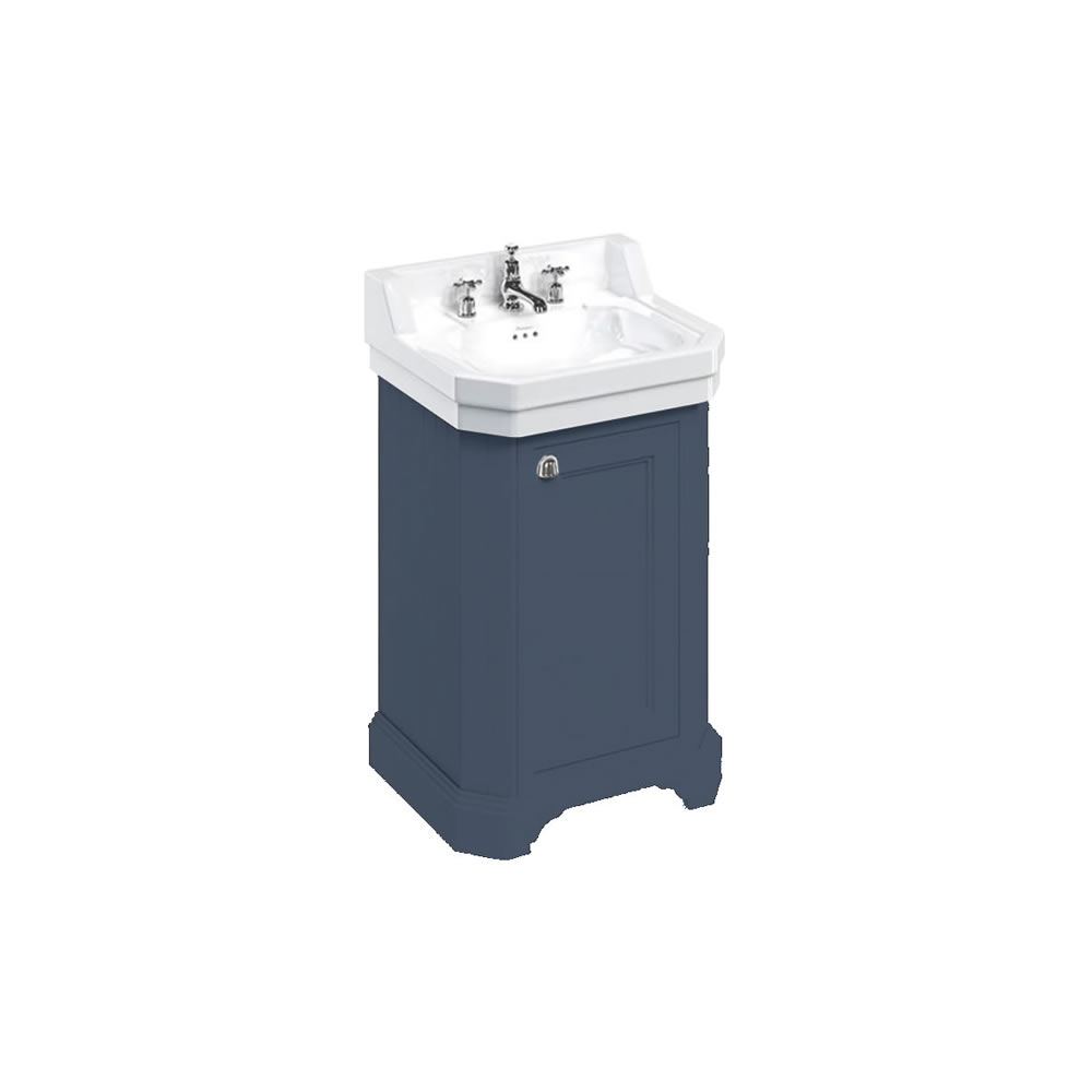 Edwardian 560mm basin and free-standing rectangular cloakroom vanity unit - Blue