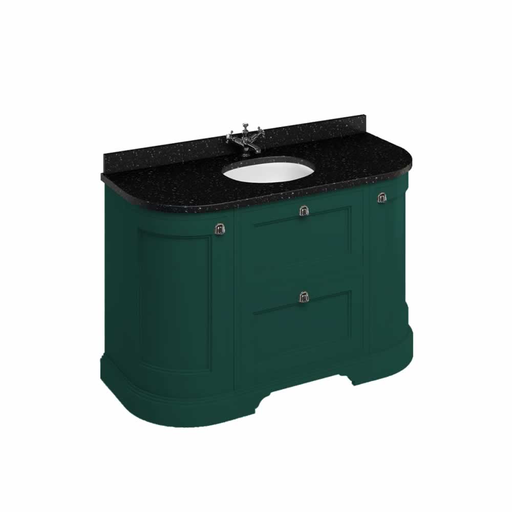 Freestanding 134 Curved Vanity Unit with drawers - Matt Green