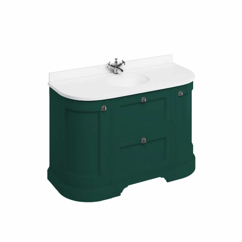 Freestanding 134 Curved Vanity Unit with drawers - Matt Green