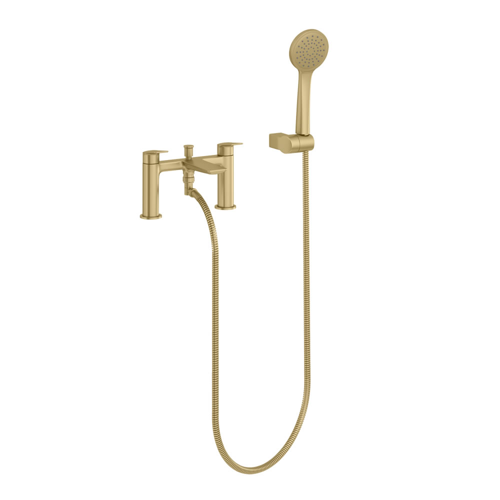 Greenwich deck mounted bath shower mixer, brushed brass