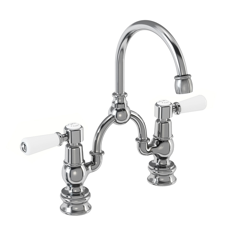 2 tap hole arch mixer with curved spout (200mm centres)