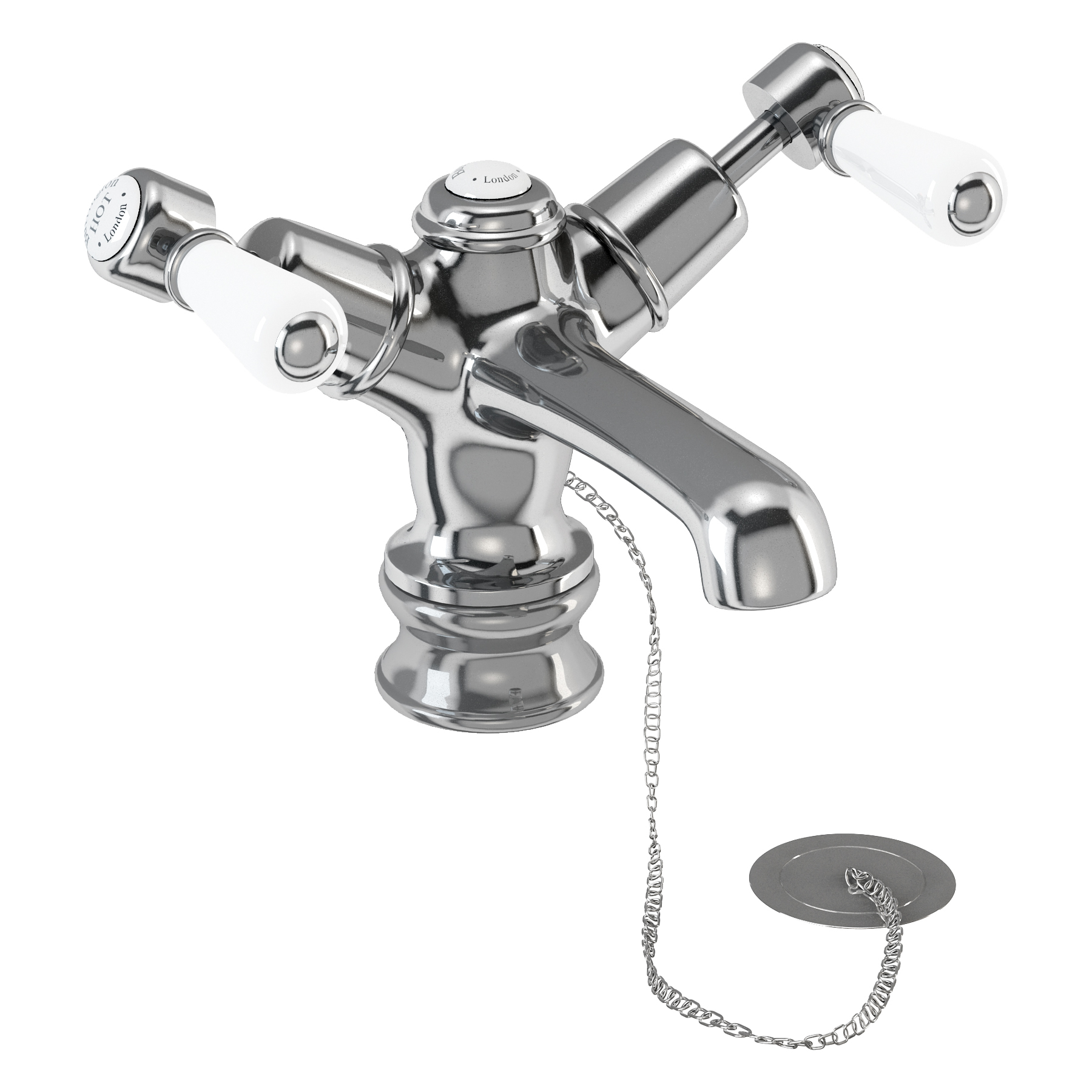 Kensington Regent basin mixer with low central indice with plug and chain waste