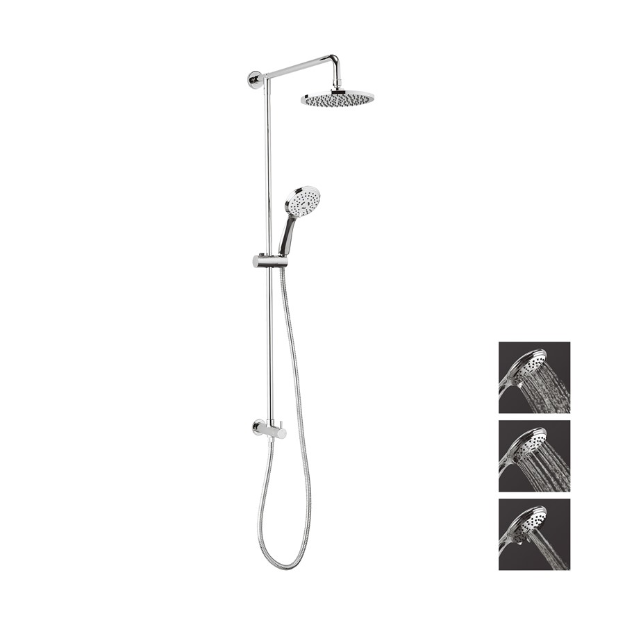 Fusion Shower Diverter with Fixed Head & Three Mode Hand Shower