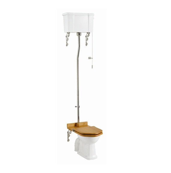 Standard high level WC with dual flush ceramic cistern