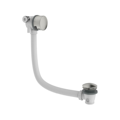 MPRO bath filler with click clack waste Brushed Stainless Steel Effect