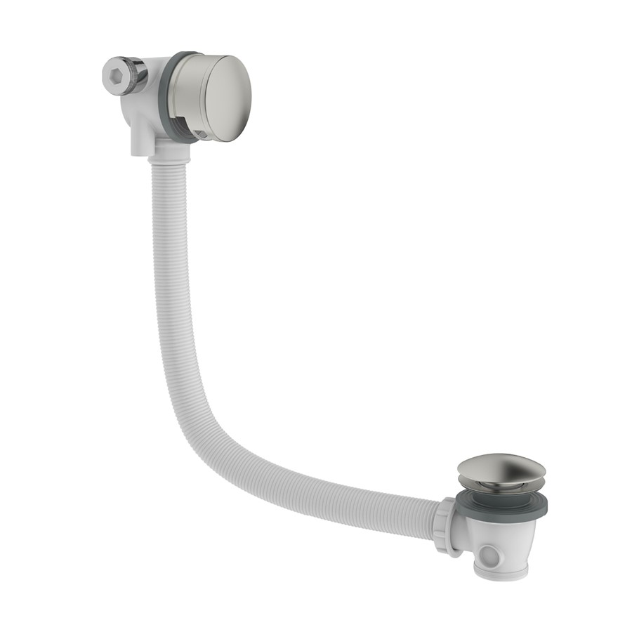 MPRO Bath Filler with Click Clack Waste - Brushed Stainless Steel Effect