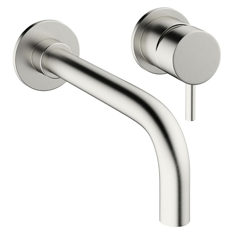 Mike Pro basin 2 hole set Brushed Stainless Steel Effect
